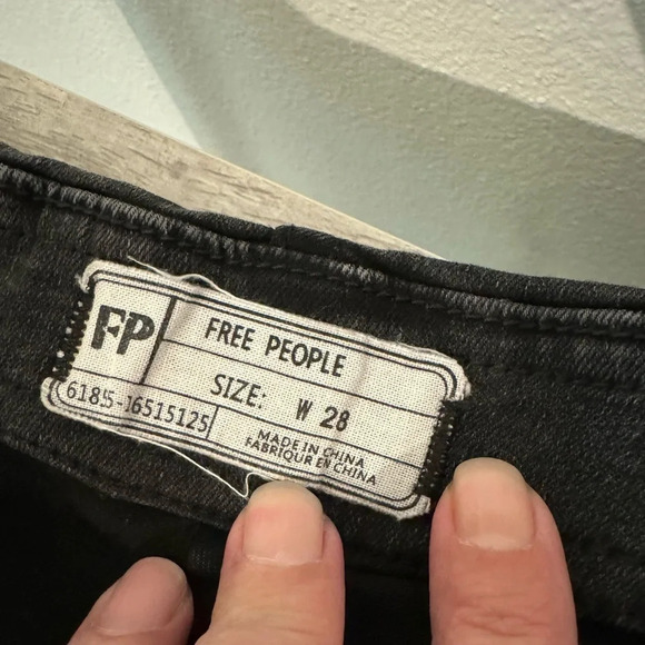 Free People high waist cropped bootcut jeans pull on black wash comfy size 28 - Picture 10 of 10